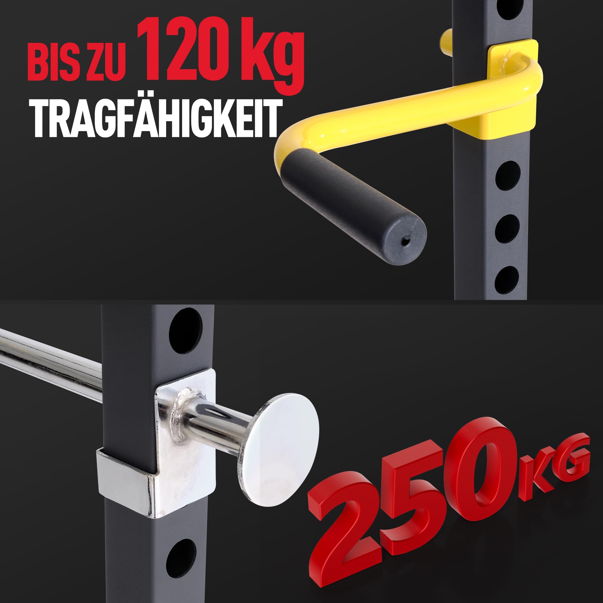 Ultrasport Unisex-Erwachsene Power Fitness Multifunktionales Rack für effektives Ganzkörpertraining, Massive Stahlkonstruktion, Schwarz/Rot, Extra breit