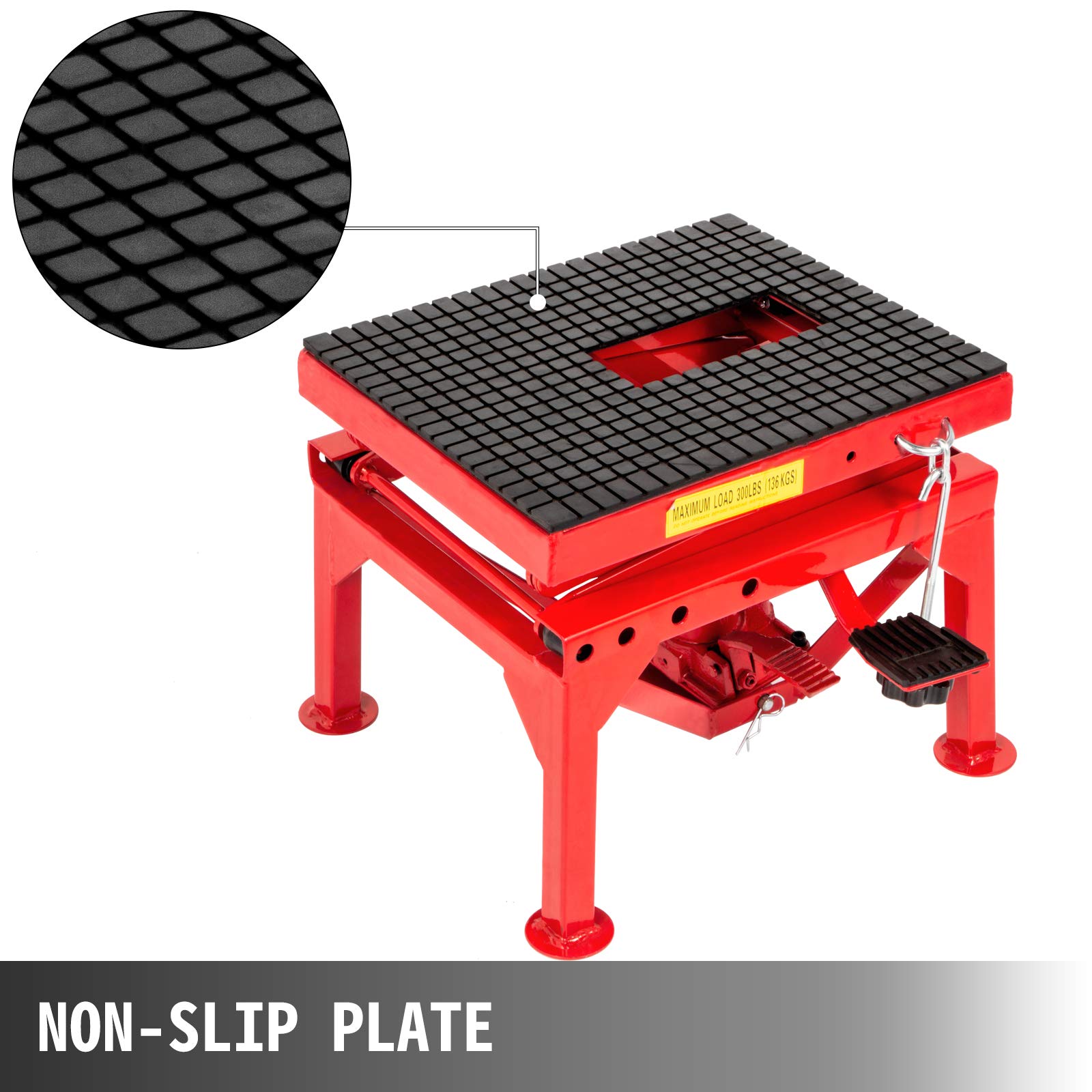 VEVOR Hydraulic Motorcycle Lift Table 300LBS, red scissor lift table