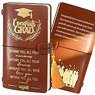 Graduation Gifts Leather Journal Notebook for Her Him, Class of 2026 Senior High School College Masters Degree Phd Nurse Inspirational Graduation Gift Ideas for Women Men Student Graduate Travel