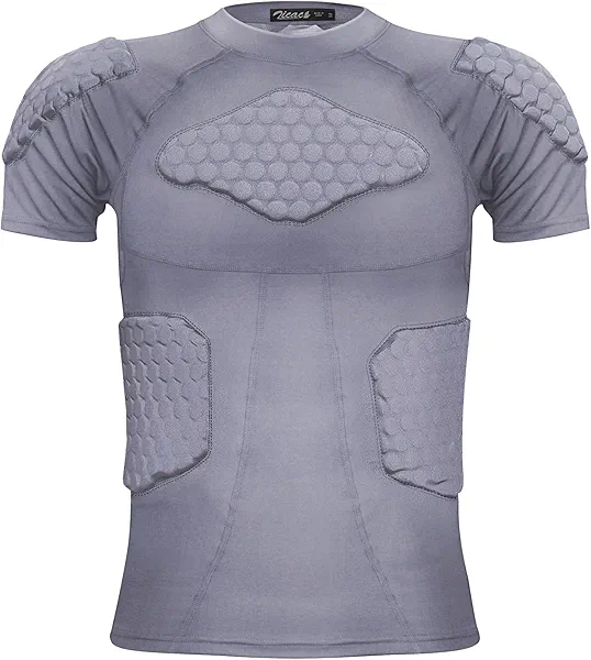 Zicac Men's Sports Shock Rash Guard Compression Padded Shirt Soccer Basketball Protective Gear Chest Rib Guards