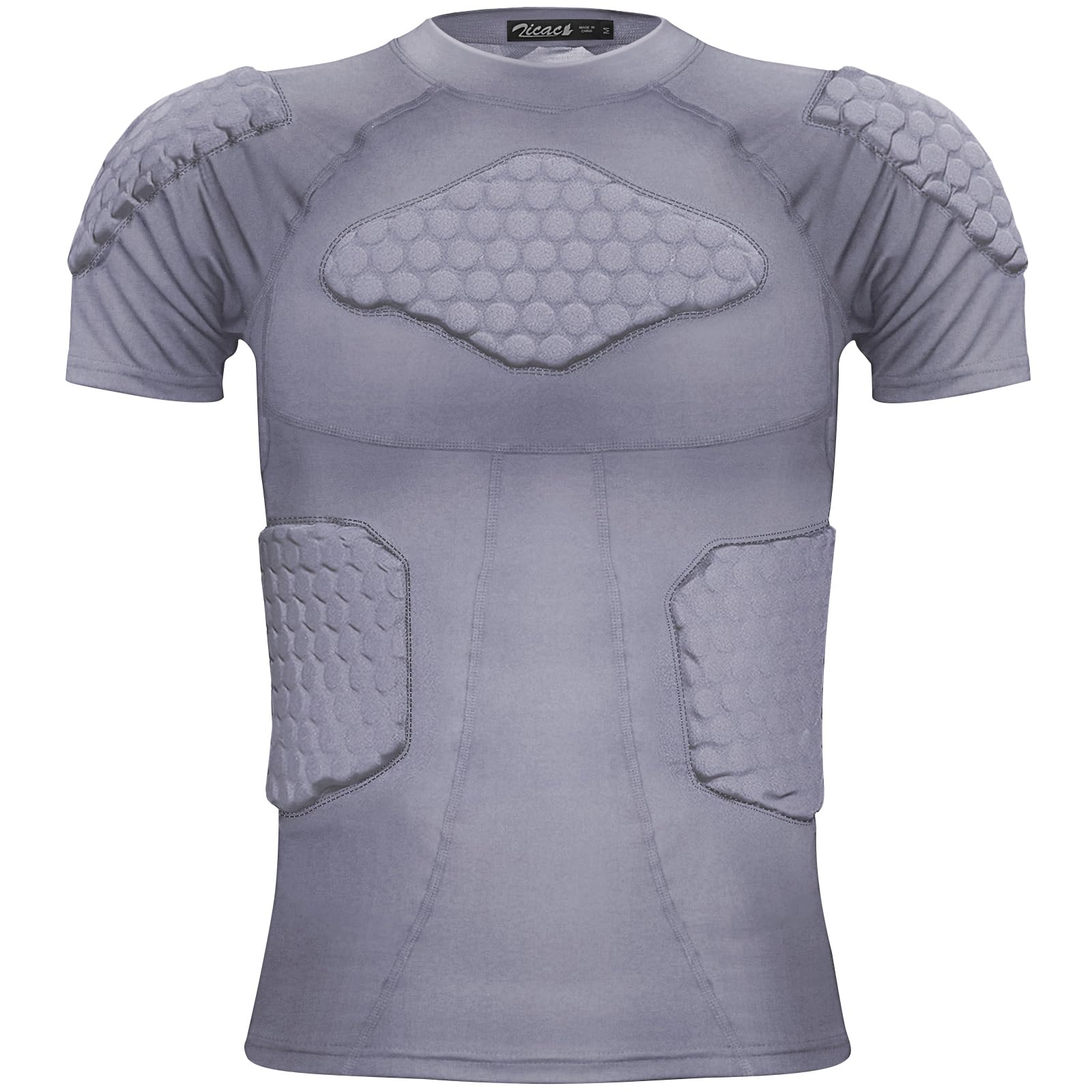 Zicac Men's Sports Shock Rash Guard Compression Padded Shirt Soccer Basketball Protective Gear Chest Rib Guards