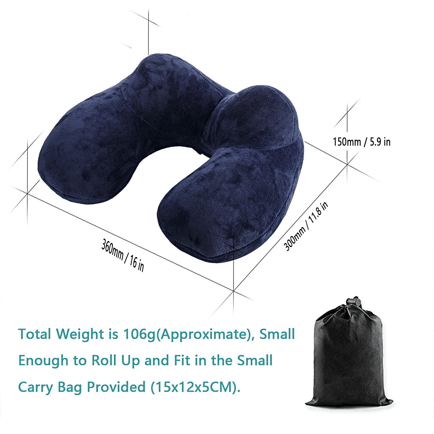 2-Set Reisekissen Aufblasbares/Nackenkissen Ergonomisch Aufblasbare Hergestellt waschbarem Kissenbezug Nackenhörnchen ideal für Reisen mit dem Auto, Flugzeug, Zug, Büro(Blau+Grau)