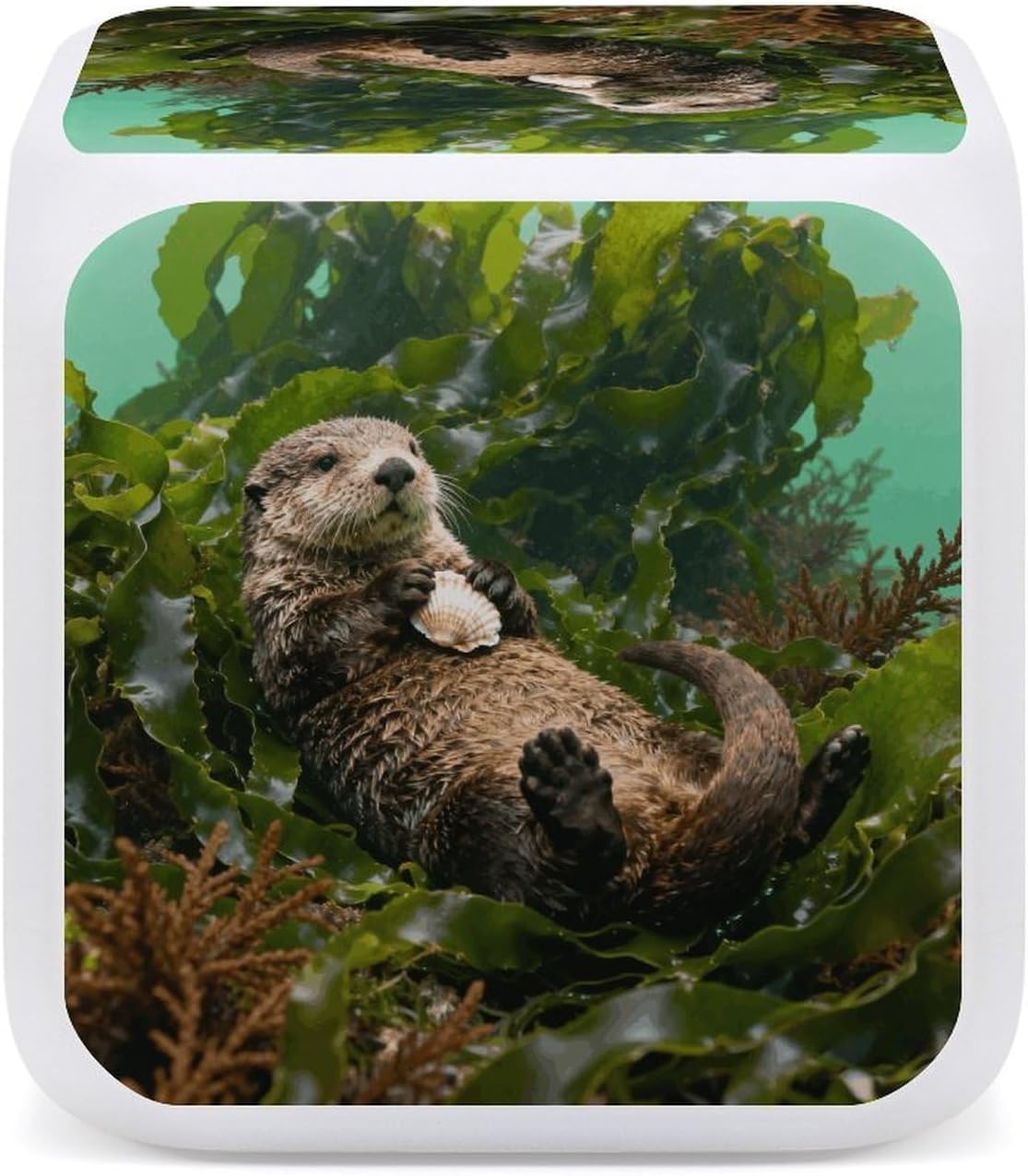 Otter in Kelp Bed Alarm Clock Night Light Alarms for Bedroom Smart Digital Alarm Clock LED Display Clocks with 7 Colorful Ambient Lights Sleep Timer for Heavy Sleepers Simple Operation image 5