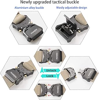 MUSEJOY Tactical Belts For Men, 1.5 Nylon Web Work Belt with Heavy Duty Quick Release Tactical Belt