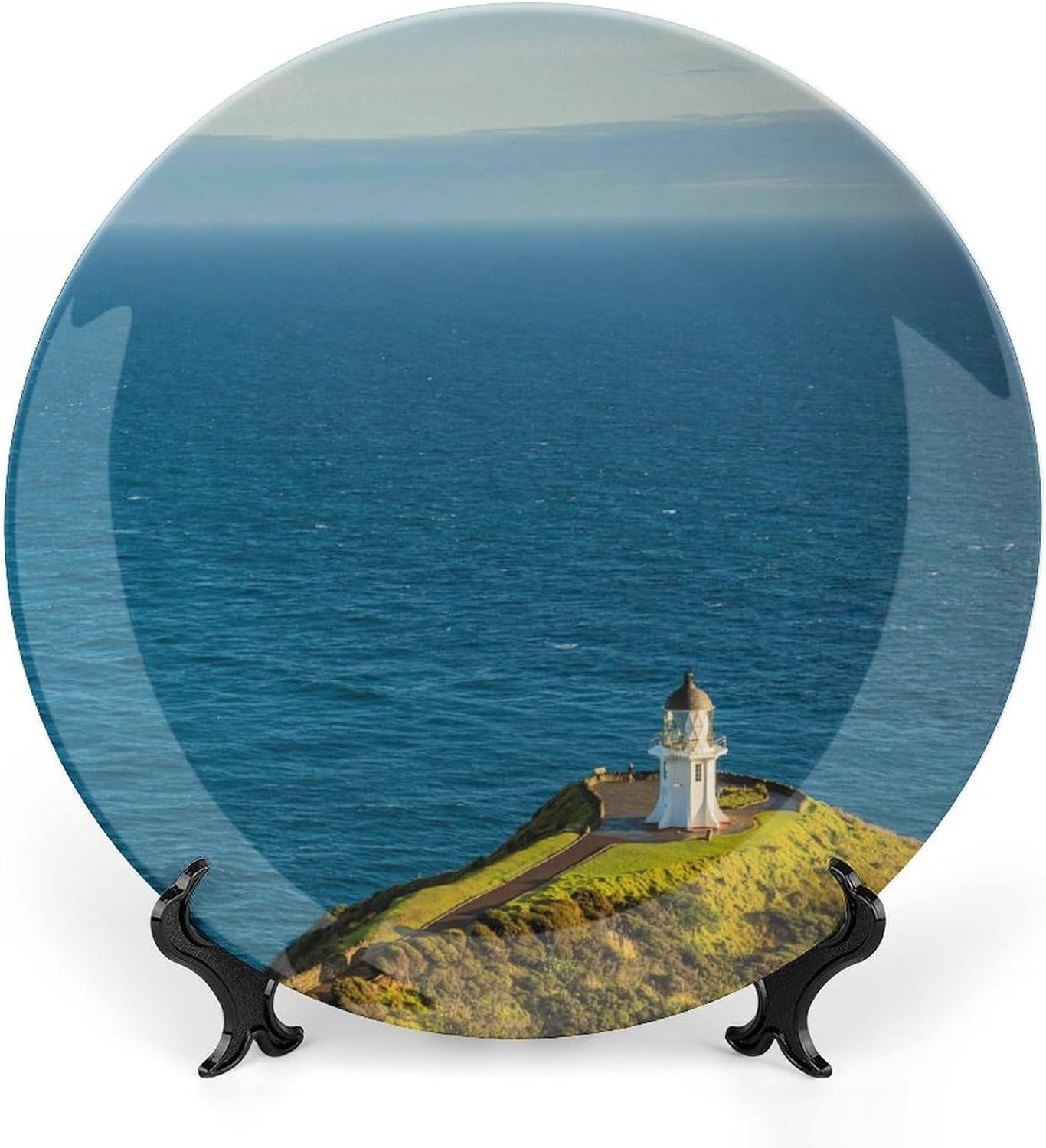 Cape Reinga Lighthouse New Zealands Decorative Plates for Display Ceramic Plate Tray with Stand Hanger Home Decor