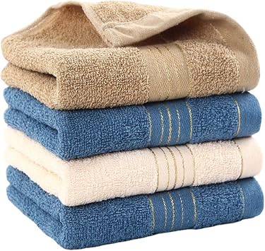 Pmbqifay 4 PCS Cotton Towel, Bath Towels, Hand Towels, Quick Dry, Absorbent & Soft, Machine Washable