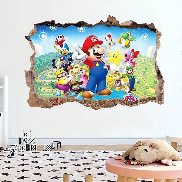 Mario Bros 3D Wall Stickers for Kids Room Wall Decor Cartoon Poster - 3