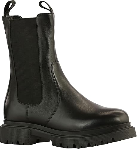 JATAREA Womens Ankle Boots Stylish Leather Block Heel Booties, Comfortable Fit with Cushioned Insole, Easy to Wear Fashion Boots for Everyday and