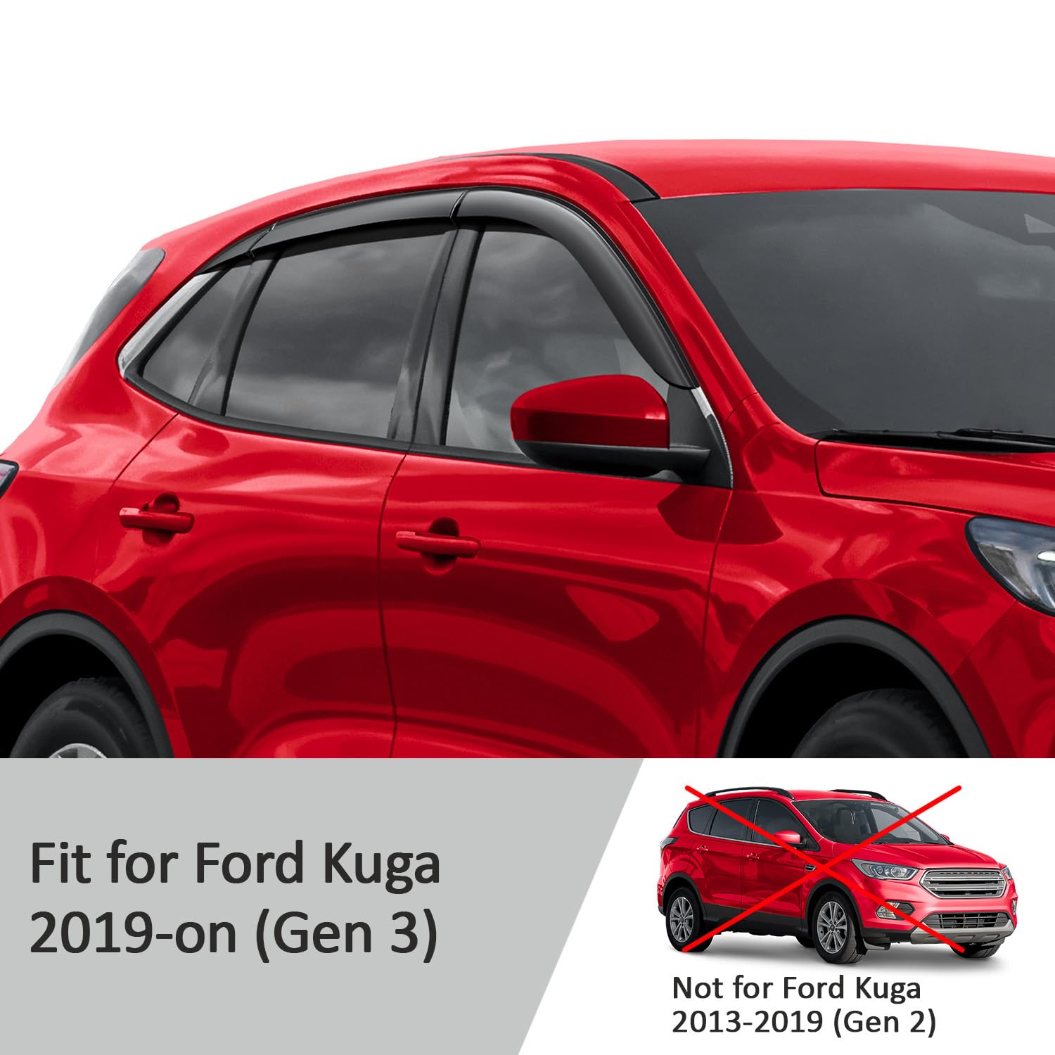Voron Glass Deflektory compatible z Ford Kuga 19-26 (III) - Naklejana 6szt