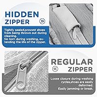 Vista 4 de Shoe Washing Machine Bag,Shoe Laundry Bags for Sneakers, Reusable Shoe Cleaning Bag for All Shoe Sizes Gris