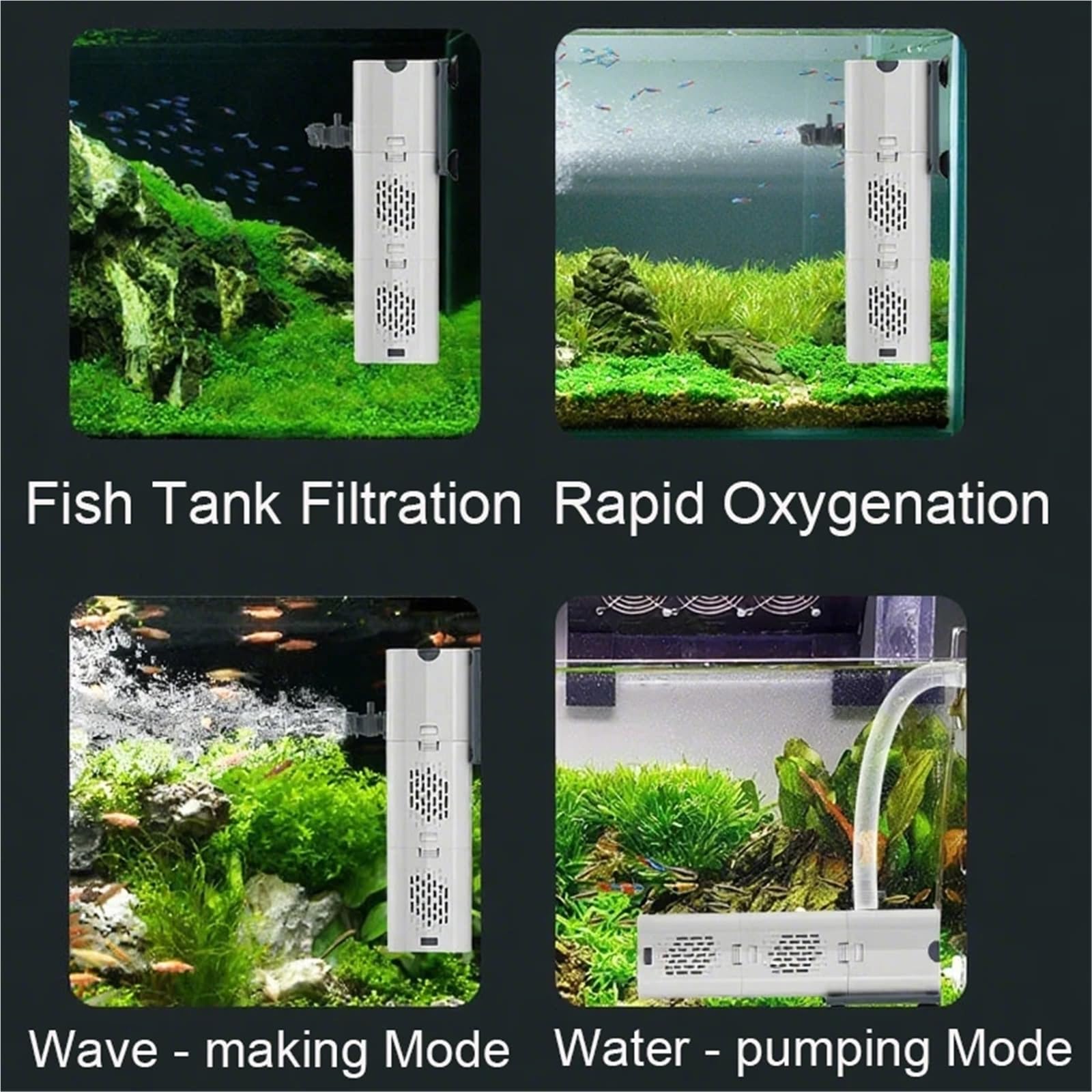 Filtro Acquario, Pompa Filtro Per Acquario Sommergibile Aeratore Wave Maker | Vasca Pesci, Interna, Silenziosa(9500)