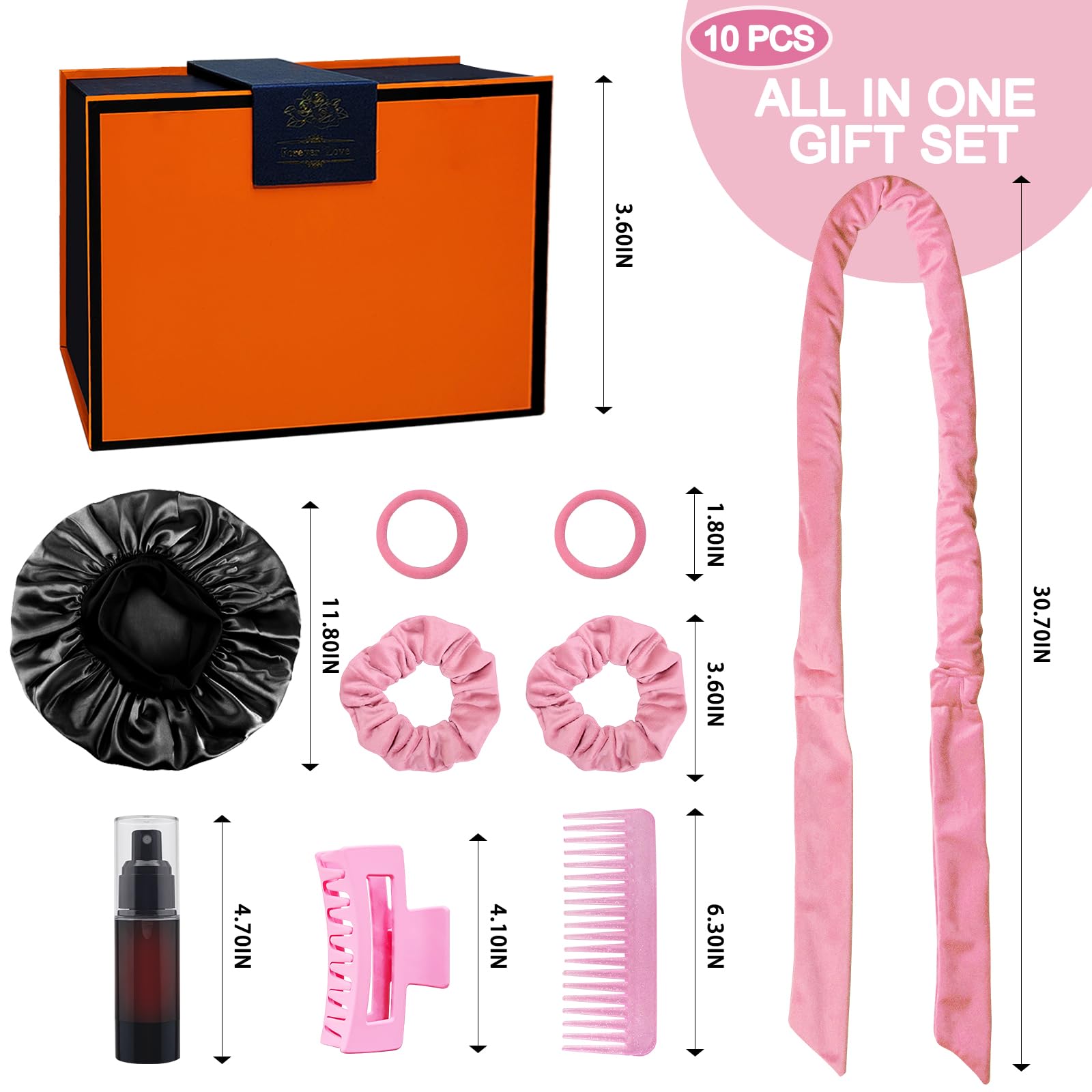Heatless Curls Stirnband, extra lange Lockenwickler über Nacht, hitzeloses Lockenstab Stirnband für langes Haar, hitzelose Lockenwickler zum Schlafen, keine Hitze-Lockenwickler (rosa Geschenkbox)
