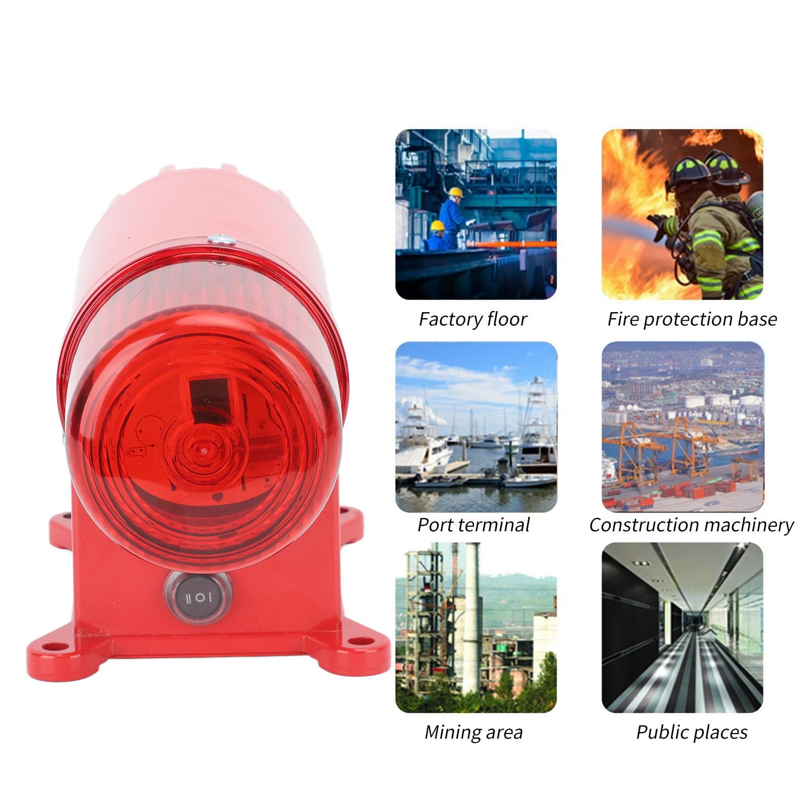 Sound Light Alarm, 180W 10A IP65 Waterproof Low Power Consumption High Decibel Horn Industrial Crane Alarm for Railway Crossing (US Plug 110V)