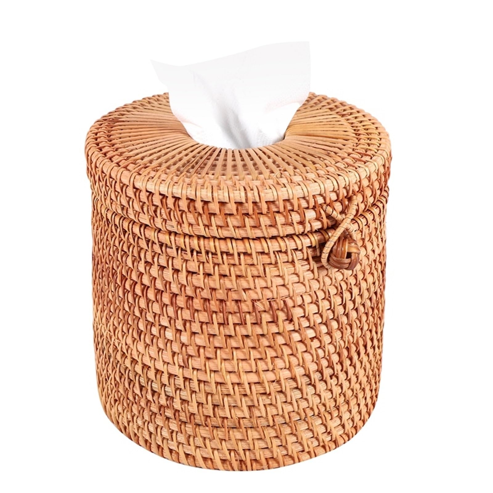 Rattan Tissue Box Toilet Paper Cover Wicker Decorative Holders With Lid For Storage Single Roll And Tissues In Bathroom For Living Room,Dining Table
