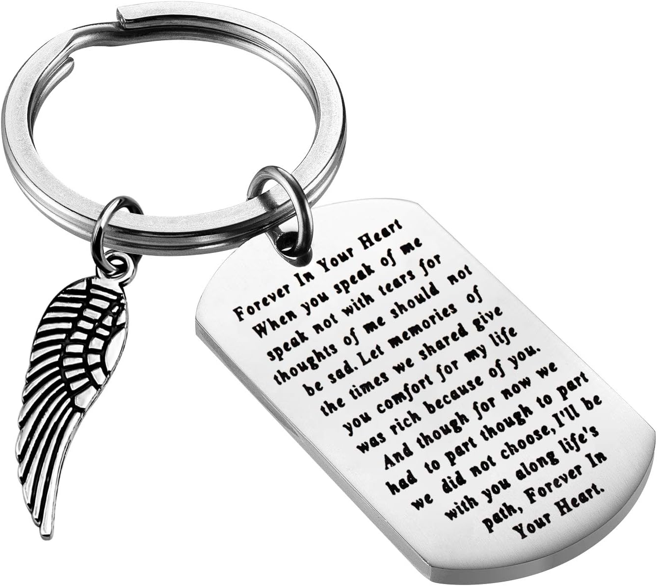 FEELMEM Memorial Jewelry Forever in Your Heart Sweet Cardinal Sympathy Poem Keychain with Angel Wings Charm in Memory of Loved One Remembrance Gift