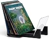 KAIU Vinyl Record Storage - Solid Wood with Crystal Clear Acrylic Holder - Premium Design, Perfect 12" LPs or 7" Singles Display Unit - Stores and Supports up to 50 Albums Modern Black