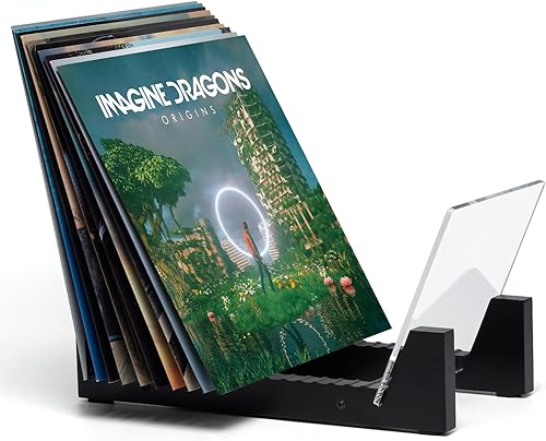 Miniatura 10 de Estante para guardar discos de vinilo Kaiu Vinyl Record Storage, soporte de madera maciza con acrilico transparente, diseño de primera calidad