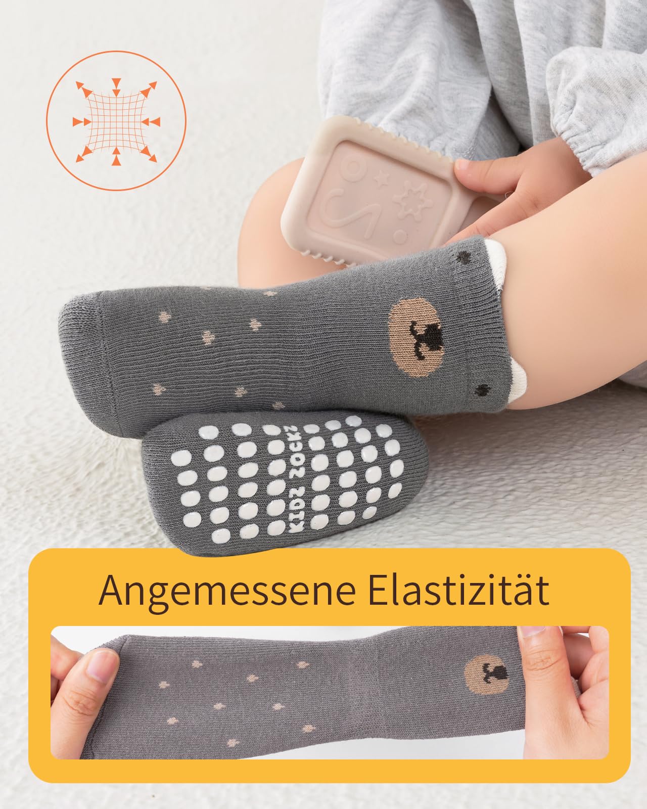 Kyopp 5/10 par skarpetek niemowlęcych ABS antypoślizgowe skarpety z motywami zwierzęcymi stoperami bawełna Crew Socks