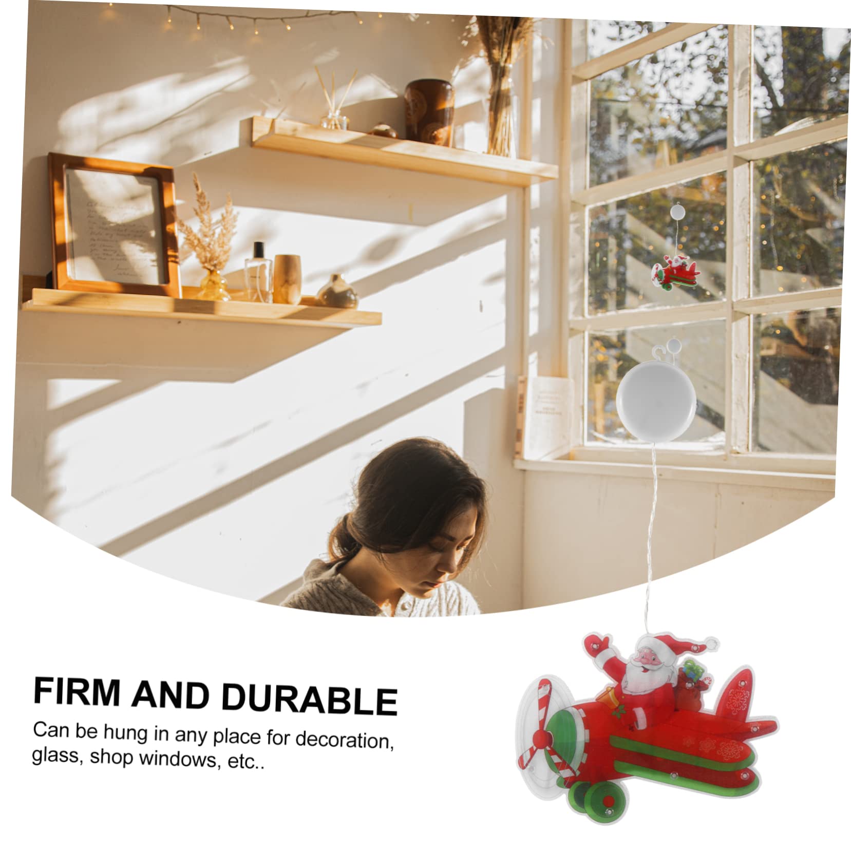 DOITOOL 3 Stücke Fenster Hängen Lampe Santa Lichter Weihnachten Dekorative Lampe Für Schaufenster Sicher