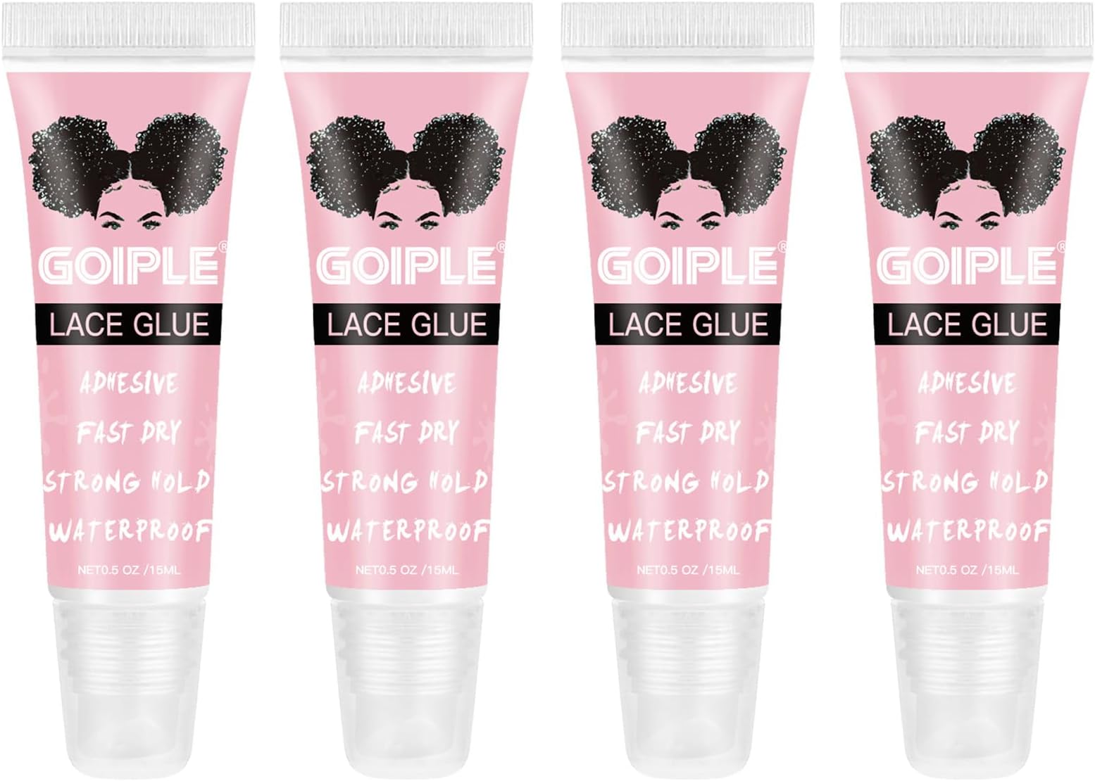 Wig Glue for Lace Front Lace Wigs, 0.5 OZ Waterproof Lace Front Wig Glue for Wigs, Strong Hold Transparent Adhesive for Hair Replacement Invisible Hair Bonding Wig Adhesive (4PCS)