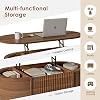 LYNCOHOME 43.3'' Mesa de Café Elevable con Almacenamiento, Mesa de Café Oval Moderna para Sala de Estar u Oficina en Casa (Nogal) 5