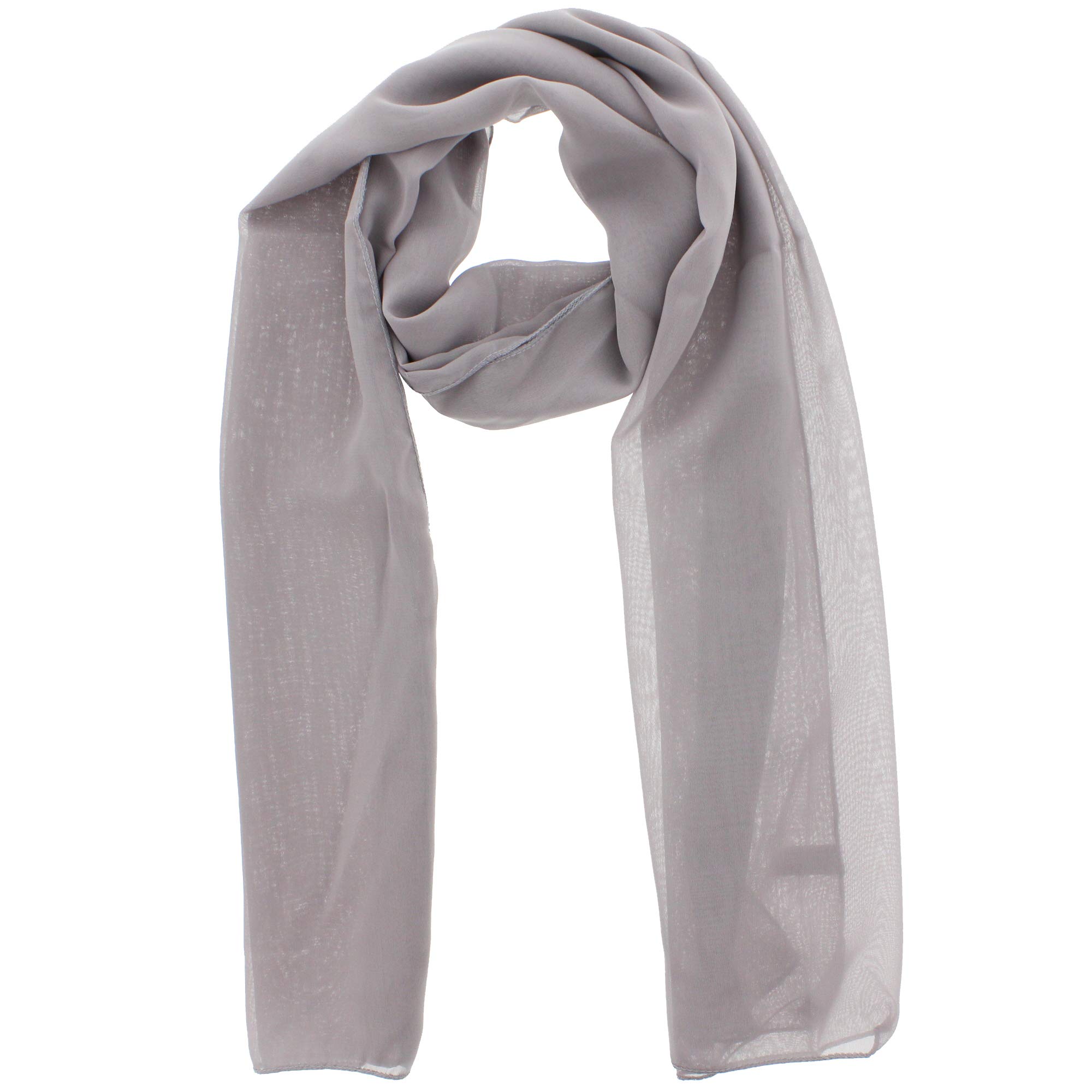 Zac's Alter Ego Women's Silver Chiffon Scarf Plain Neck Scarf Soft Headwrap Girls Headscarf Sheer Wrap Scarves & Wraps - 150X45cm