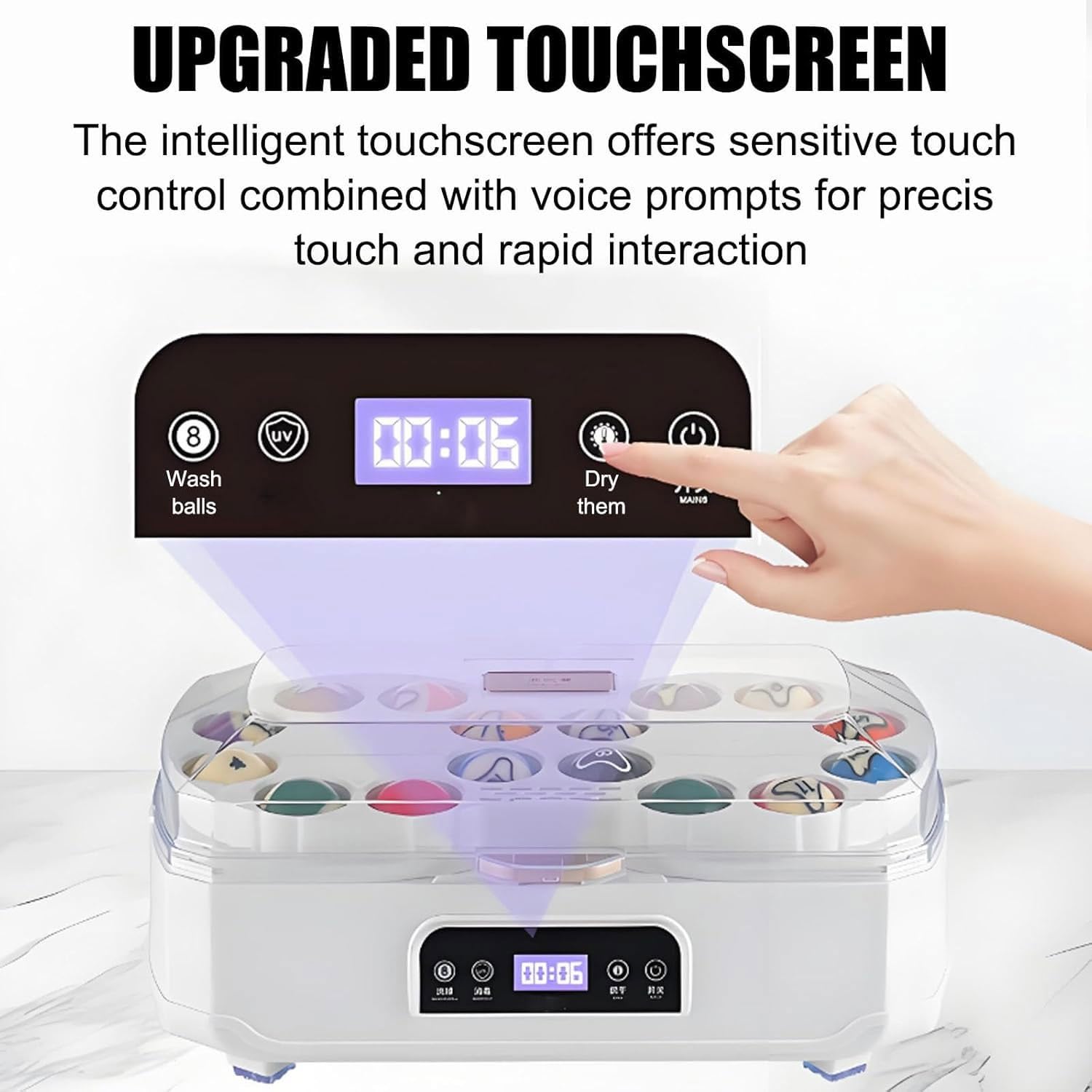 Pulidor y limpiador de bolas de billar con pantalla LCD, máquina de limpieza automática de bolas de piscina con función de secado y ranuras de fieltro de lana