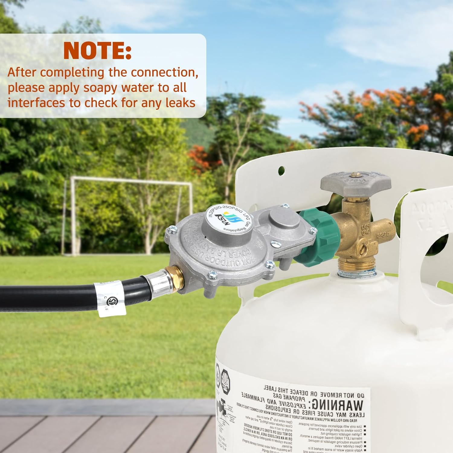 GasSaf 10FT 2 Stage Propane Regulator Hose Gas Propane Regulator and Hose Suitable for Dual Fuel Generator, RV Appliance, Gas Stove and More, 3/8 Female Flare Nut