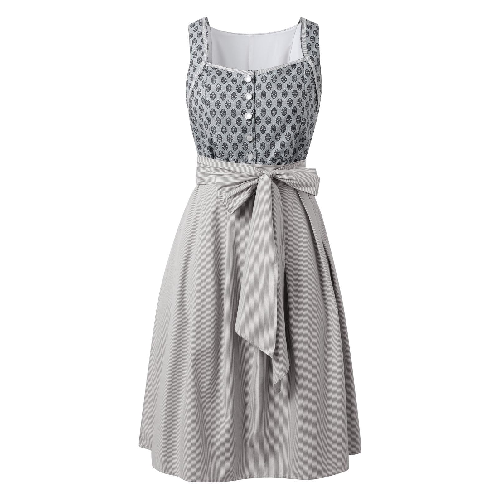 Dirndl Grosse Grössen, Oktoberfest Damen Outfit Dirndl Lang mit Knöpfen 2 Set Inkl. Hängerkleid Ärmellos und Dirndlschürzen. Damenmode Trachtenkleid Modern Dirndl-Komplettsets Dirndlkleid für Party