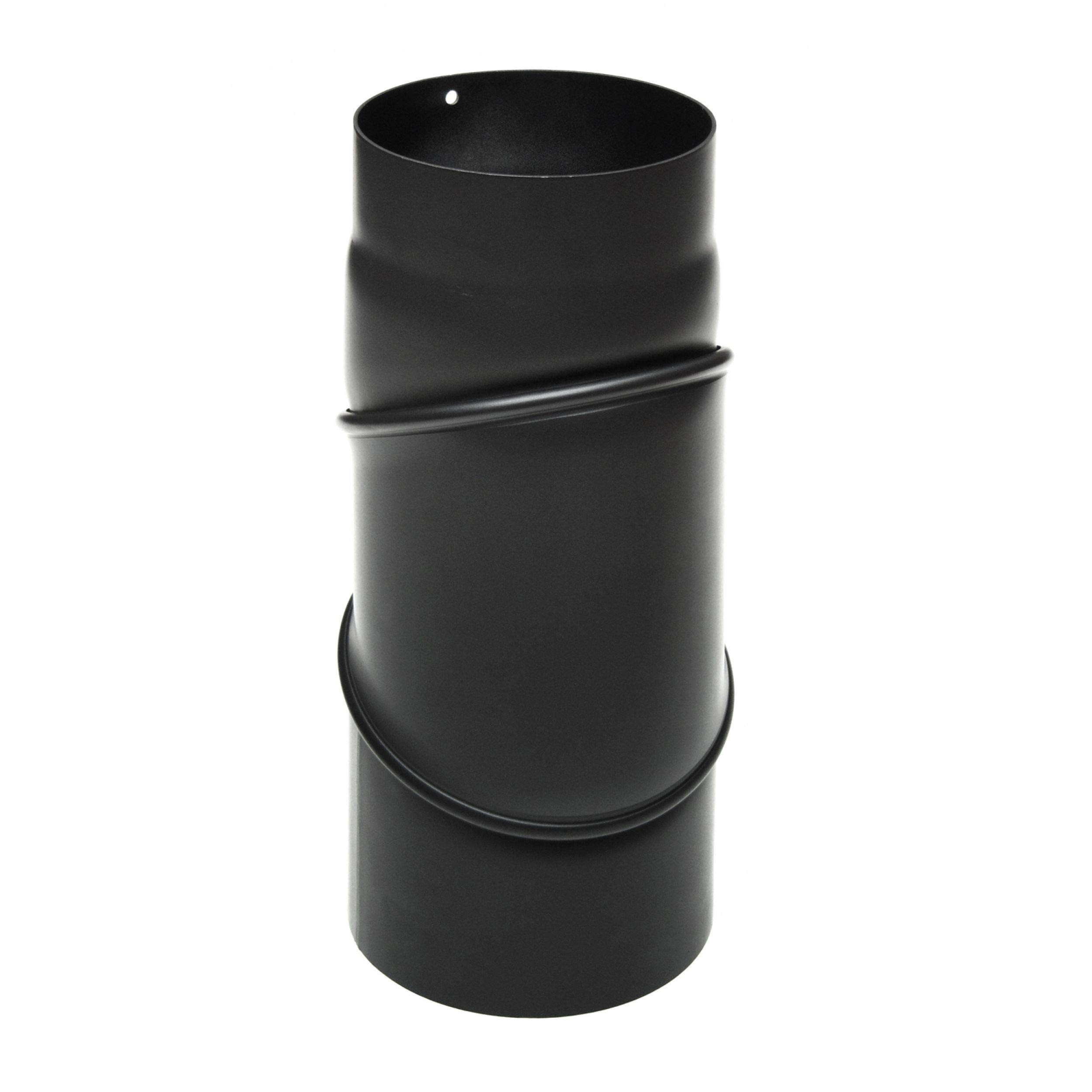 raik Rauchrohrbogen/Ofenrohrbogen 0-90° drehbar 3-teilig 160 mm Durchmesser Stahlblech 2 mm Schwarz SH030-160-sw