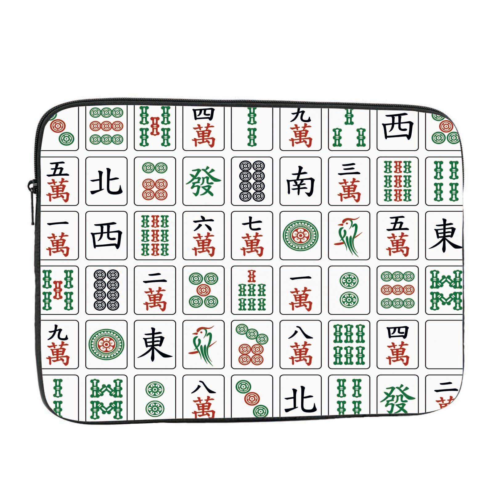 Nicokee Laptop Sleeve Bag 15.4 15.6 Inch,China Mahjong Tiles Characters from 1 to 9 and Honors Majiang Protective Polyester Computer Cases Laptop Cover Tablet Travel Cover
