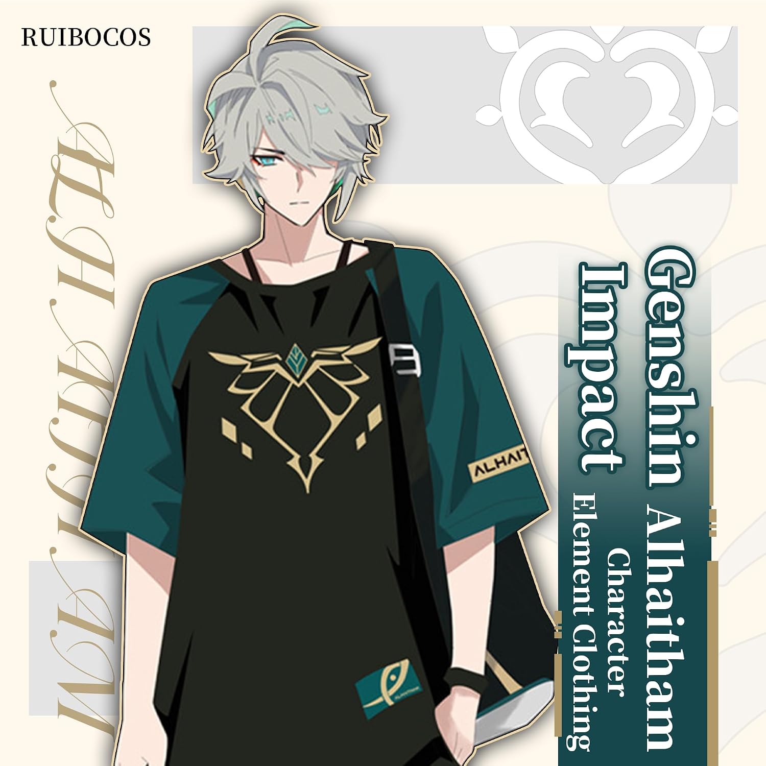 Alhaitham Impression Element T-Shirt Shorts Set Cosplay Costume Casual Daily Crew Neck Tees Unisex