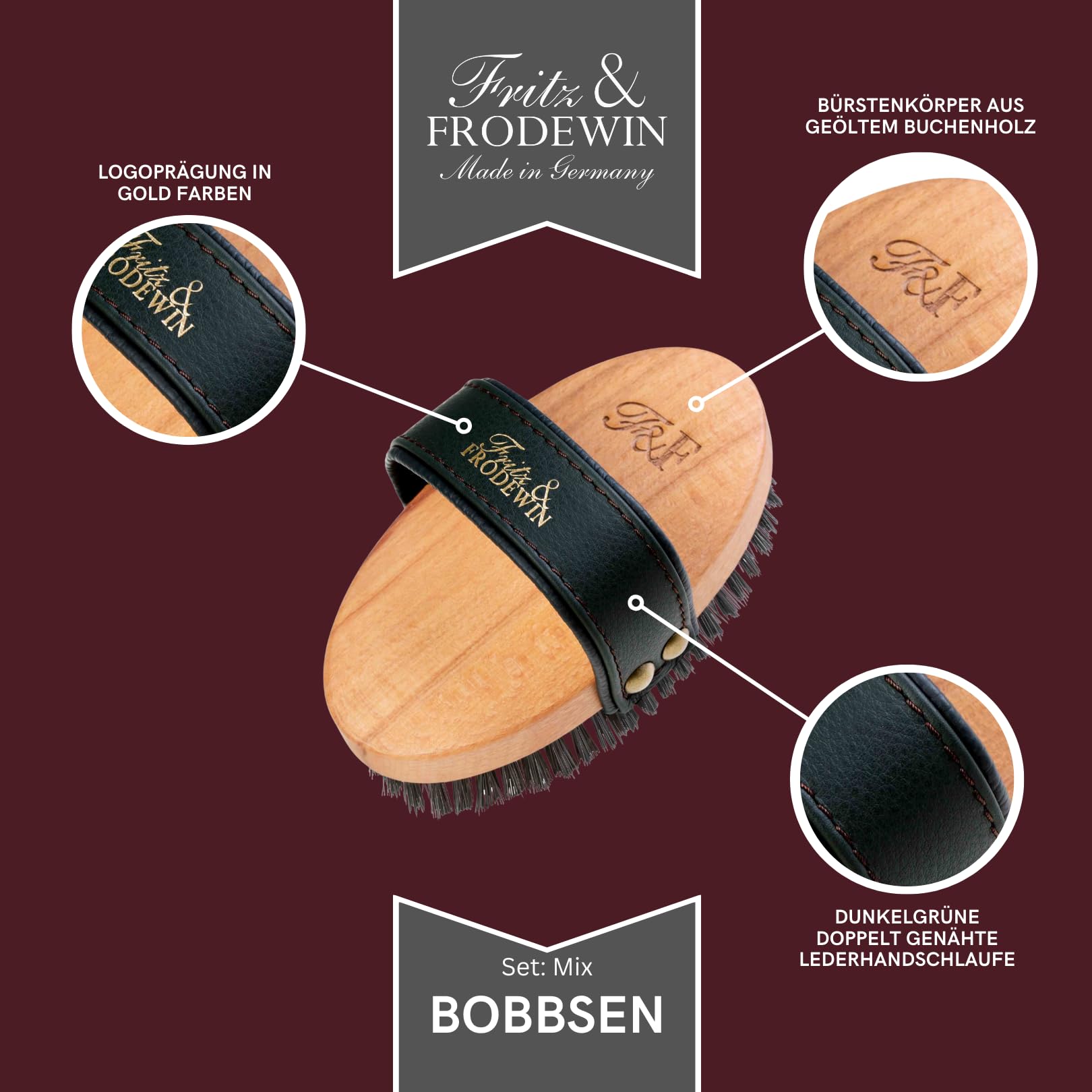 Fritz & Frodewin Hundebürsten-Set "Mix" | Premium Hundehaarbürsten für langhaarige Hunde | Für die tägliche Pflege | FSC zertifiziertes Holz | Gratis Bürstenreiniger | 100% Made in Germany