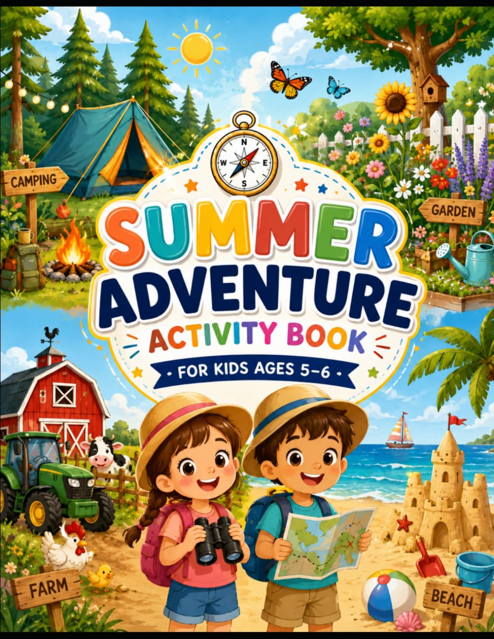Summer Adventure Activity Book: Coloring, Mazes, Hidden Objects, Spot the Differences and Fun Activities for Kids Ages 5-6