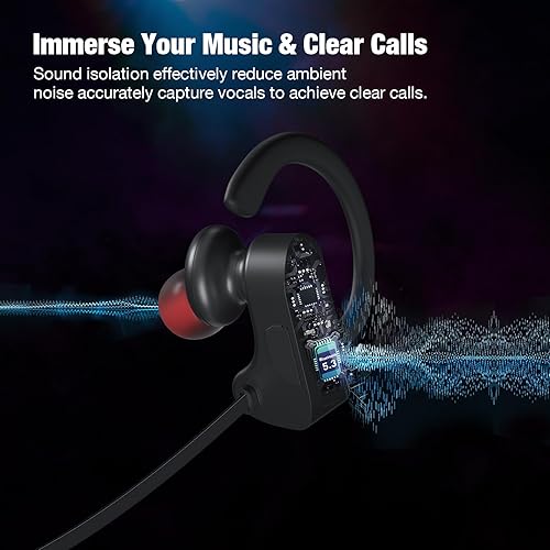 Miniatura 4 de JOYWISE Auriculares Inalámbricos Bluetooth 16H Tiempo de Reproducción Auriculares con Micrófono Estéreo Intrauditivos, IPX7 Impermeables Deportivos