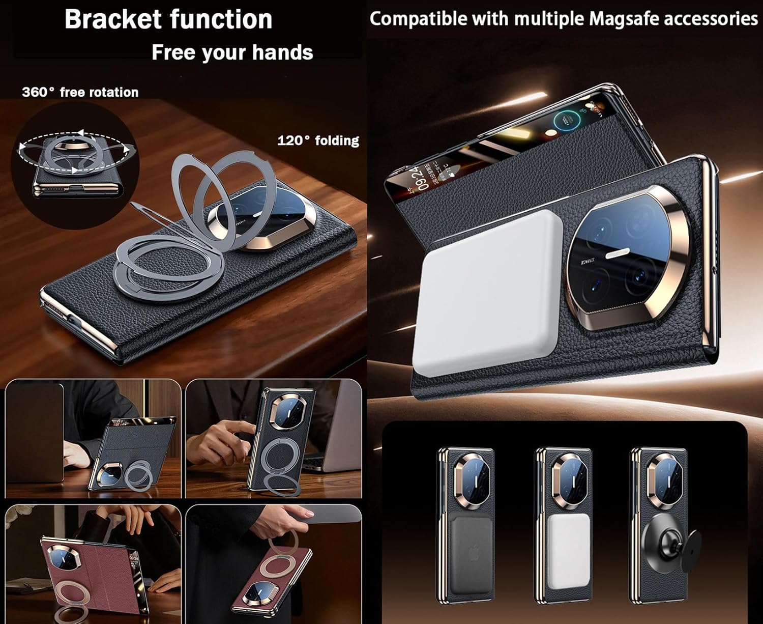 Intelligent Leather Mobile Phone Case for Huawei Mate X7. Magnetic, Kickstand, Smart Cellphone Cover/Shell for Mate X 7