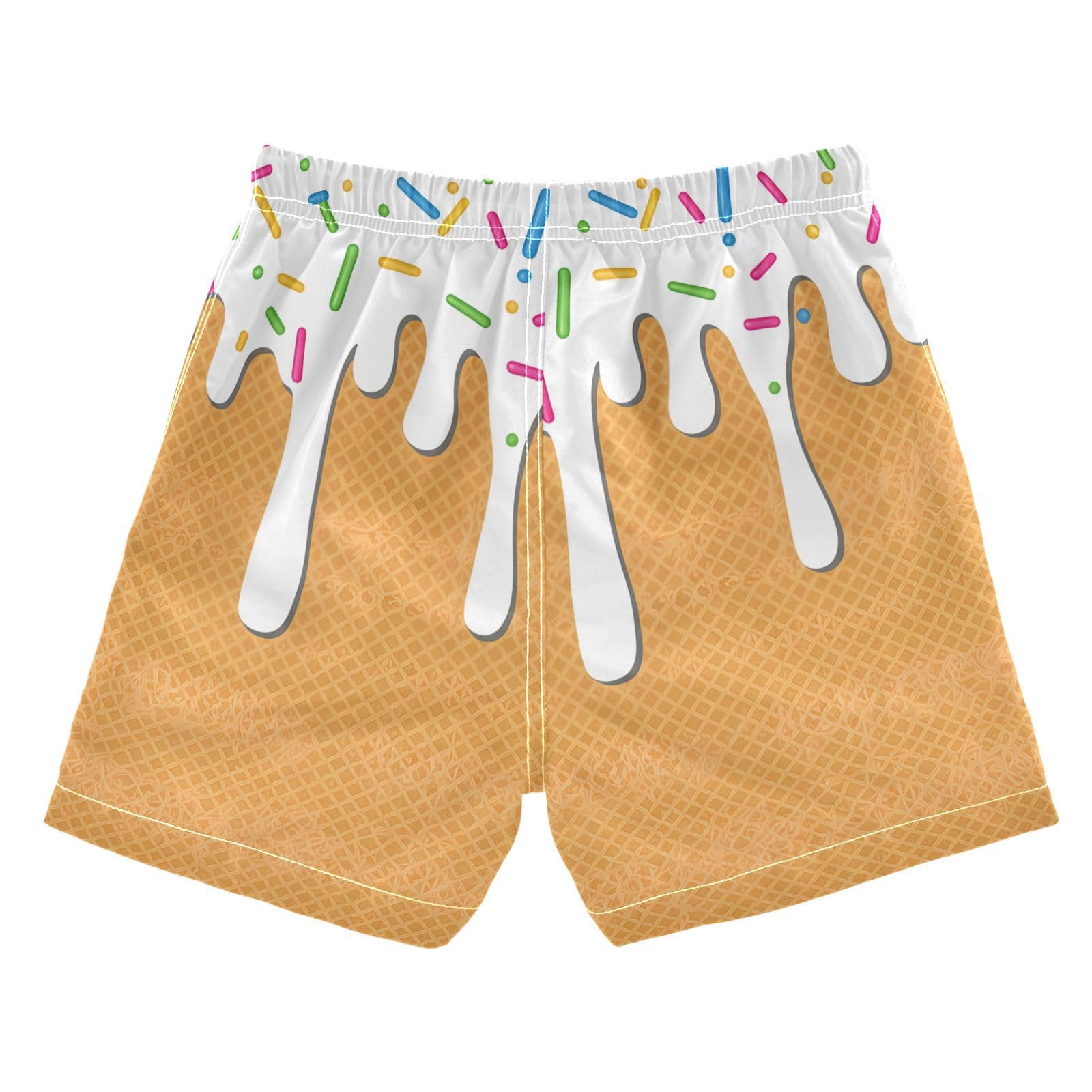 FLildon Waffles and Syrup Pattern Little Boys Swim Trunks with Mesh Lining Quick Dry Beach Board Shorts, 3T