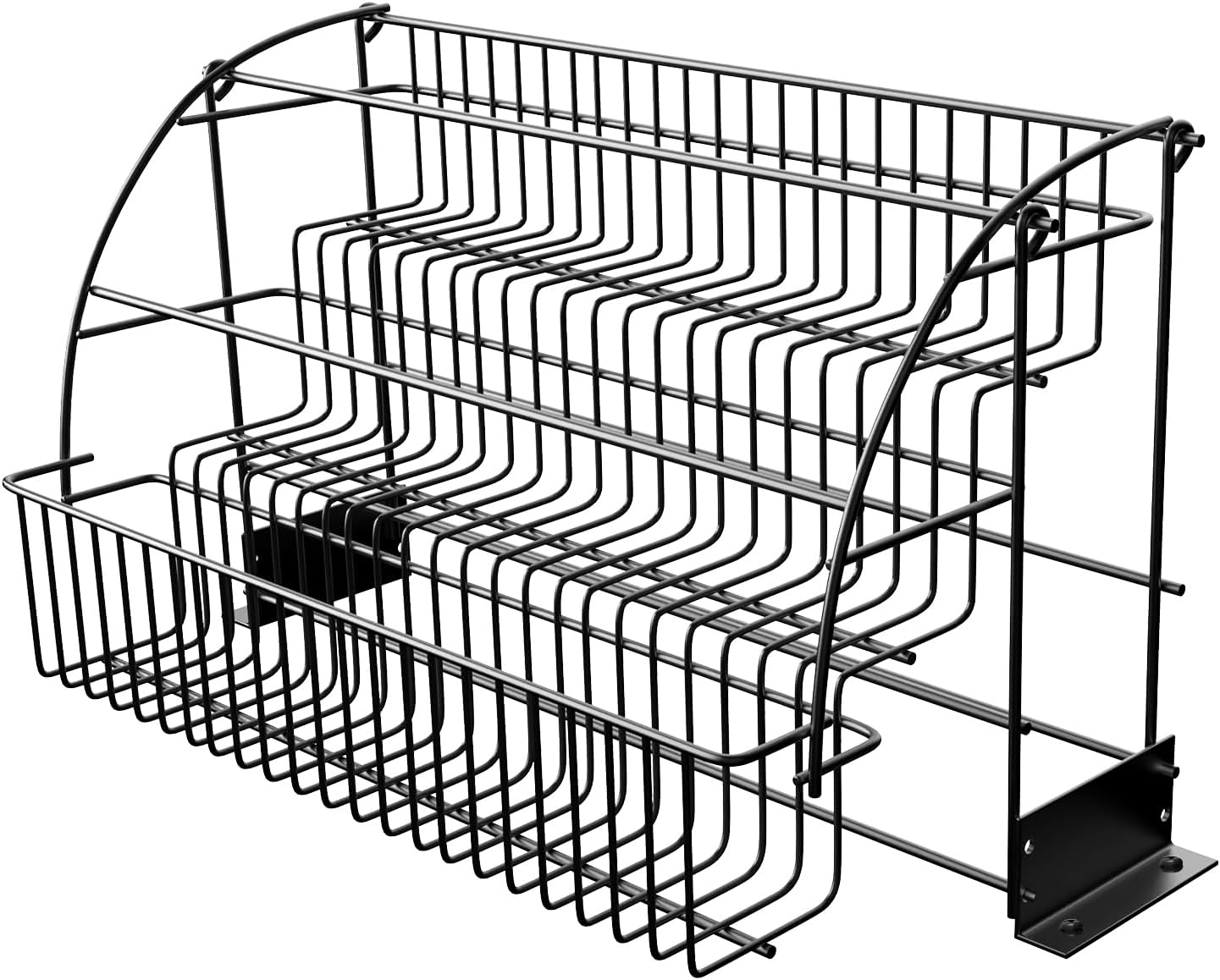 3-Tier Pull Down Spice Rack for Upper Cabinets - Retractable Organizer with Heavy Duty Guardrail, Holds 11lbs, Fits 15in Opening, Easy Install for Pantry/Kitchen Cabinet (Black)