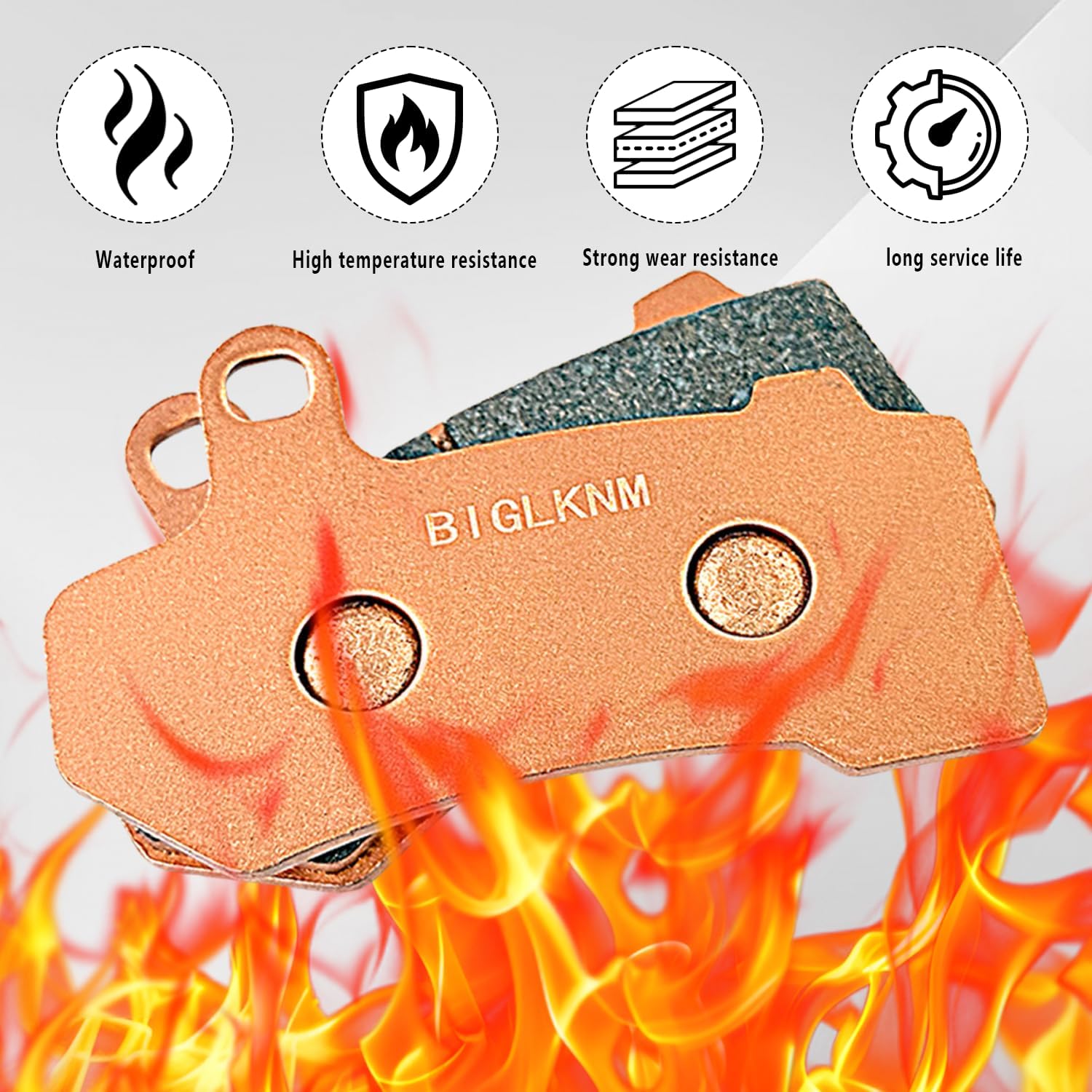Front Rear Brake Pads Sintered Copper for Harley Davidson Road King Electra Glide Street Glide Road Glide V-Rod (FLHT/FLTR/FLHR/FLHX/FLHTK) 2008-2020-OEM# 41854-08-3 Pairs
