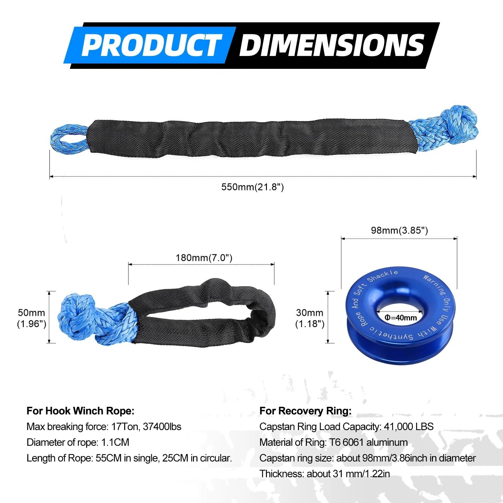 41000lbs Soft Shackle Synthetic Rope