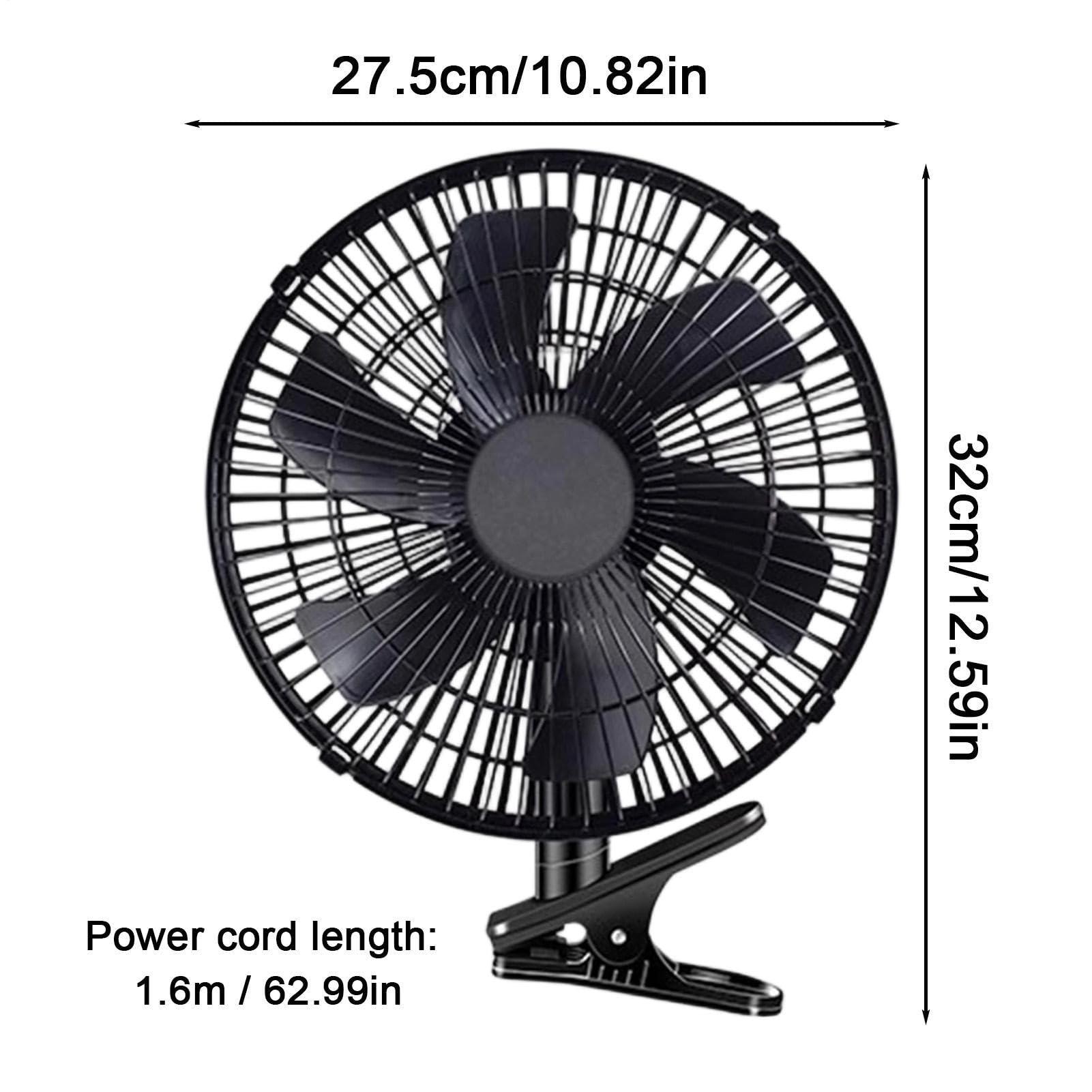 Generico Ventilatore Portatile per Auto, Ventilazione a 2 velocità con Clip e Oscillazione Automatica del Flusso d'Aria, Ventilatore Portatile per Auto 24V, per Furgone Veicolo Camper SUV