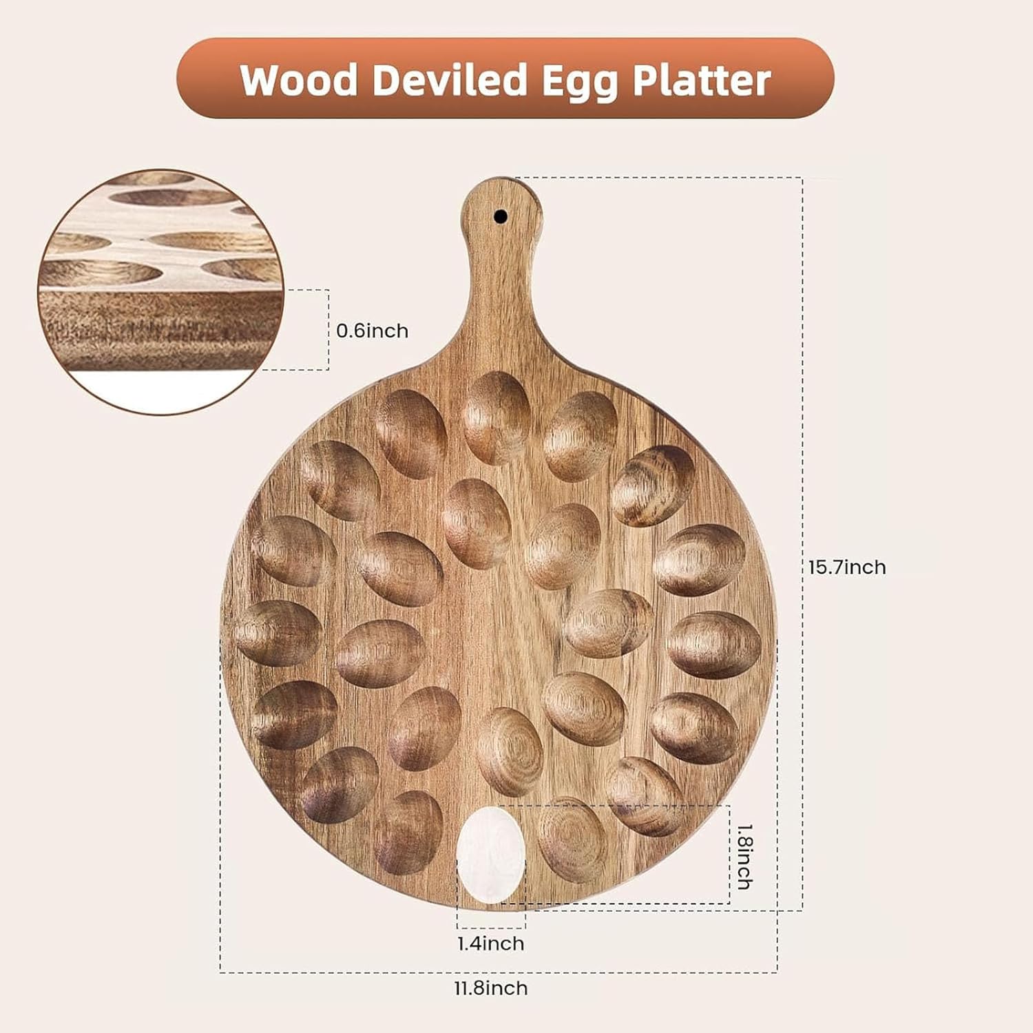 HANSGO 4PCS Deviled Egg Tray Set, Stackable Egg Carrier with Lids & Wooden Serving Board for Parties Kitchen Countertop Storage Transport