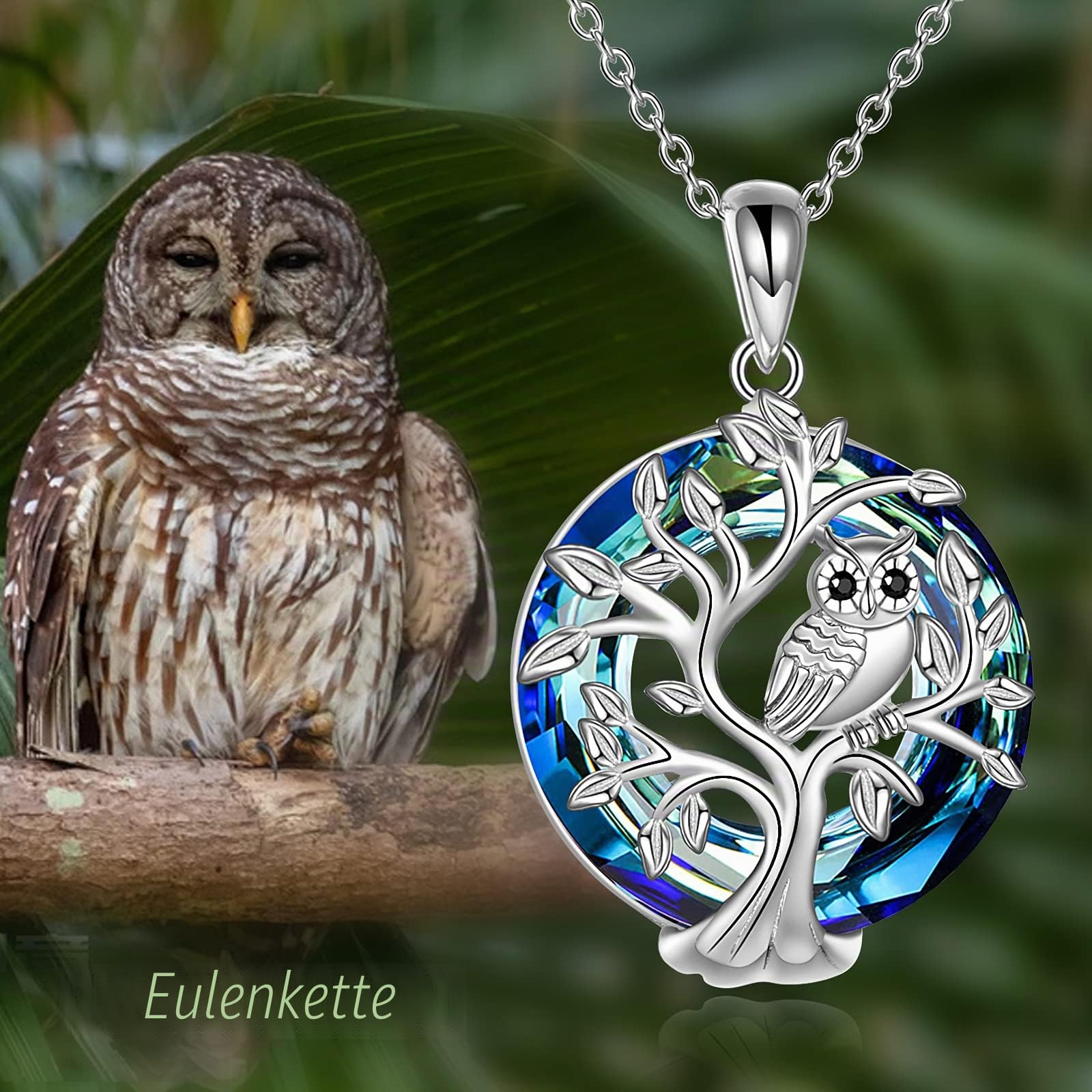 YAFEINI Eule Halskette für Damen 925 Sterling Silber Baum des Lebens Eule Anhänger Halsketten Schmuck Geschenke für Mama Frauen Mädchen Eulenliebhaber