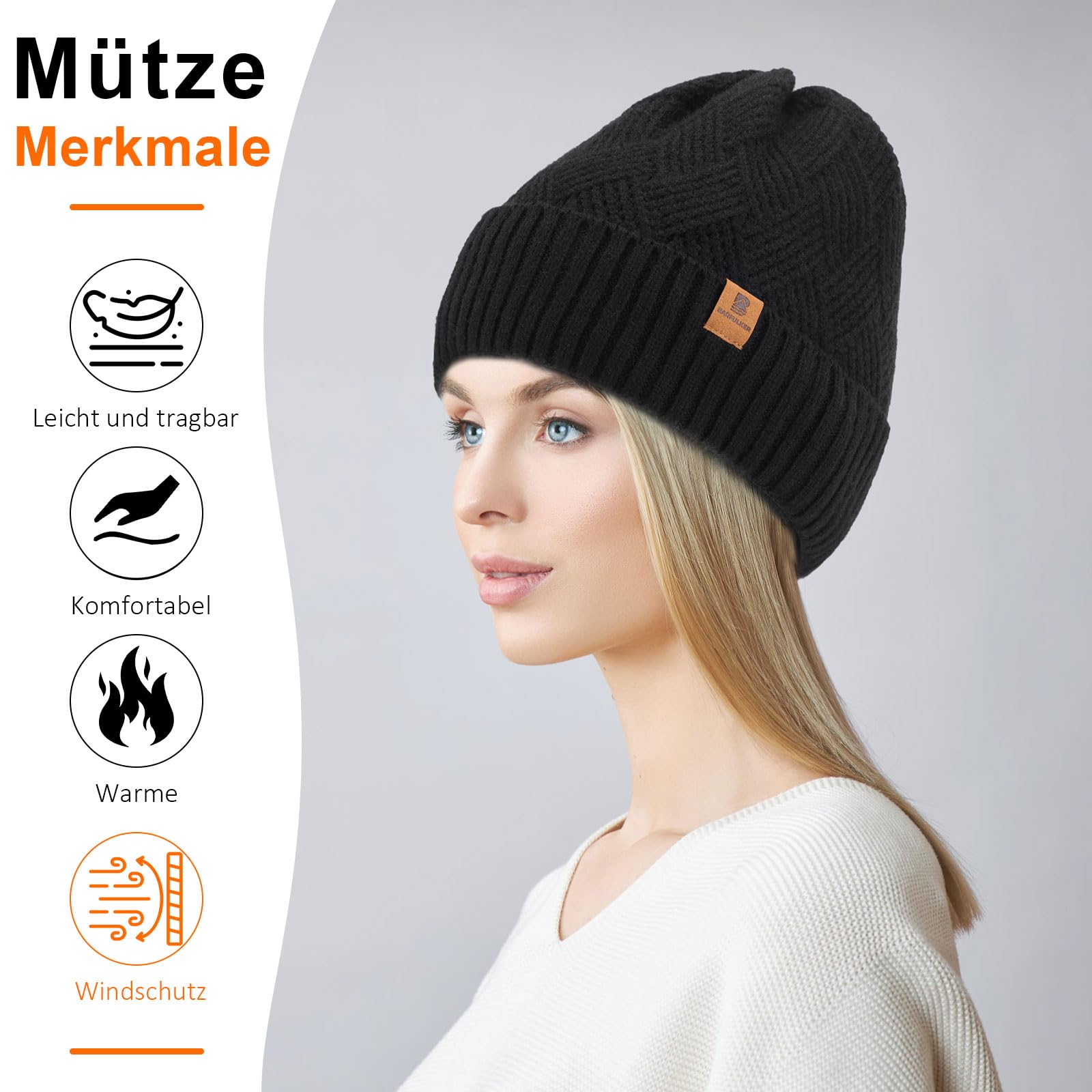 Czapka Beanie dla Mężczyzn i Kobiet, Uniseks Czapki Dzianiny na Jesień Zimę Dzianina Czapka Zimowa Damska Miękka i Ciepła Czapka Knitted Hats,Czarny