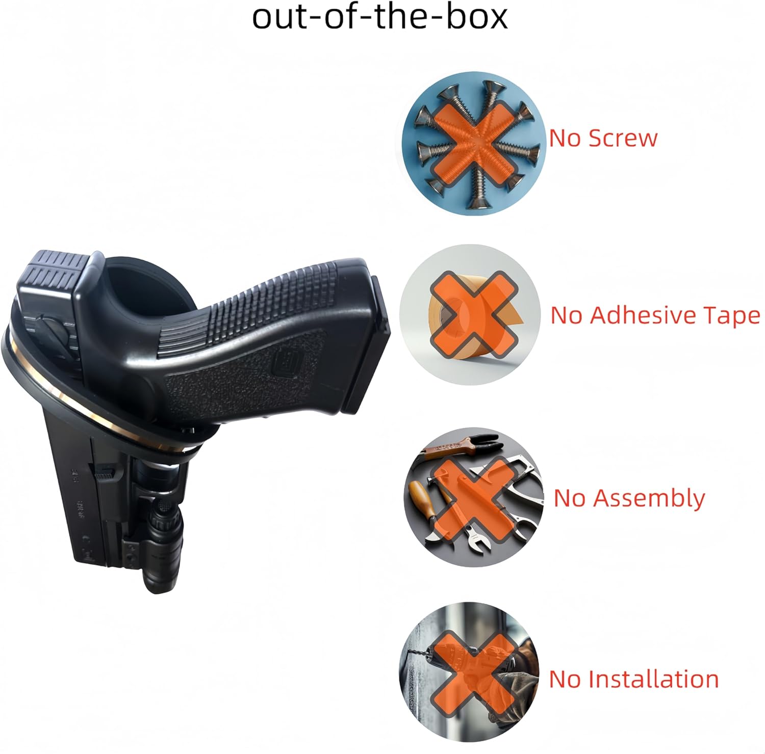 Magnetic Gun Holster for Pistols-Neodymium Magnets | Glock 19/17, 1911, P320 Semi-Auto Handgun Mount for Carbon Steel Surfaces | Tool-Free Gun Safe/Truck/Door Organizer | Scratch-Proof Silicone Design