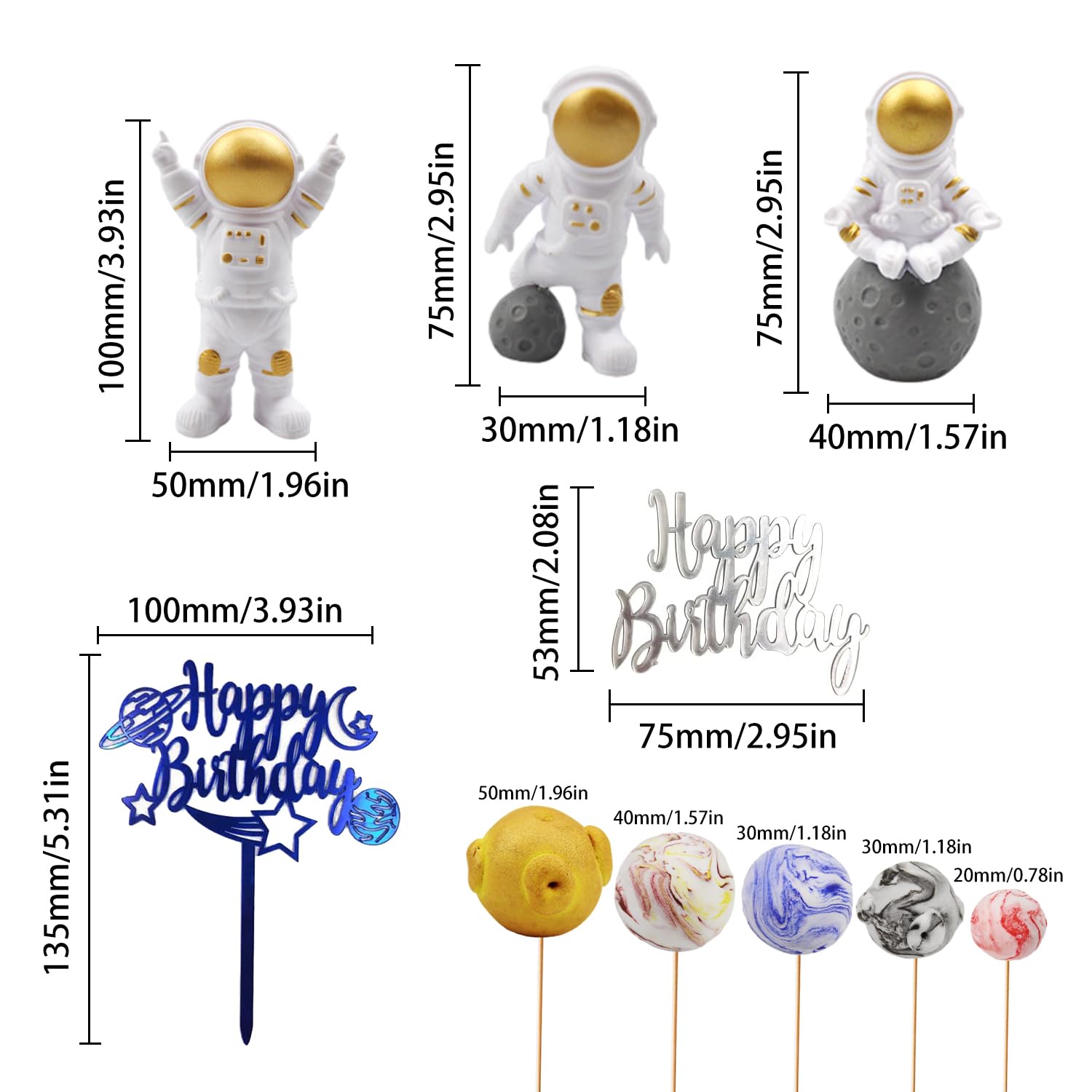 LETTERASHQP 13 Pièces Astronaute Gâteau Topper, Astronaute Décoration De Gâteau Pour Enfants Anniversaire, Figurines Gâteau Spaceman, Décoration Spaceman, Espace Deco