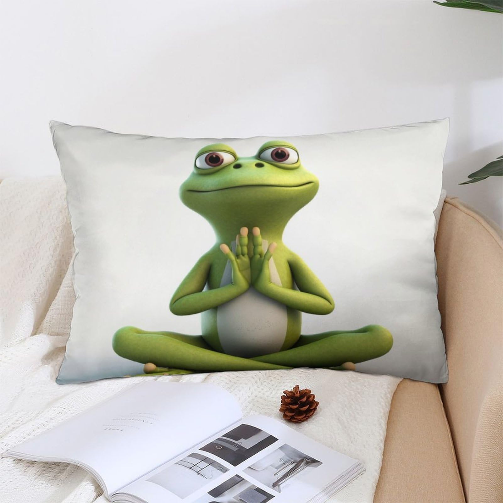 NTVOWPZO Decoration Throw Pillow Covers 12 "x20 Pillowcases Covers The Funny Frog Doing Yoga Soft Pillowcases Modern Farmhouse Home Decor Sofa Cushions Covers for Couch Bed Living Room