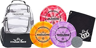 Dynamic Discs Trooper Backpack Prime Burst Disc Golf Starter Set | Dynamic Discs Trooper Disc Golf Bag Included | Prime Burst Judge, Prime Burst Truth, and Prime Burst Escape Included