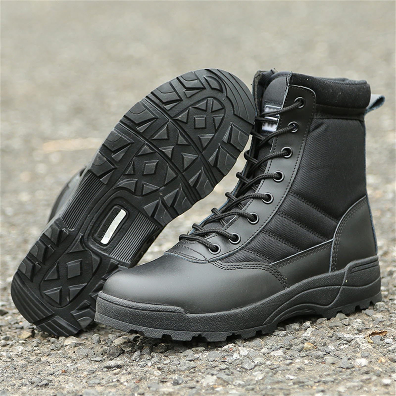 JiuQing Botas Militares Tácticas Hombre Botas De Trabajo Al Aire Libre Cremallera Lateral con Cordones para Motocicleta Desierto