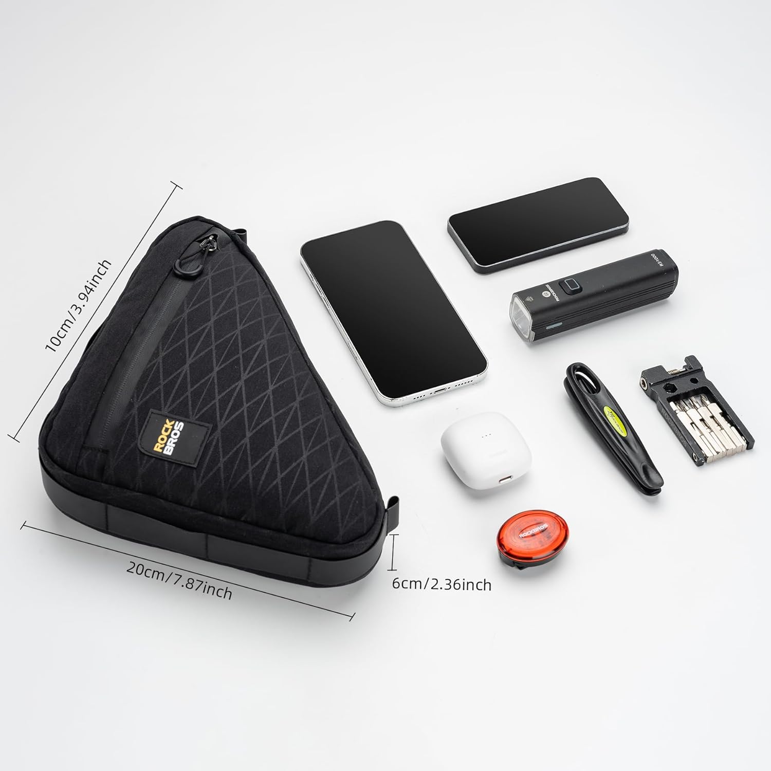 ROCKBROS Bike Frame Bag Bike Saddle Bag Bike Triangle Bag Waterproof for Cycling Accessories Pouch for Mountain Road Bike 3 Pieces Combi